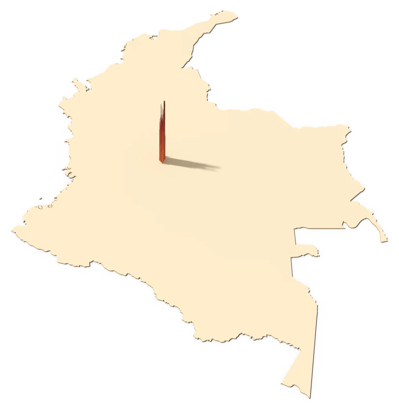Colombia lying flat, with only Bogotá's people rising